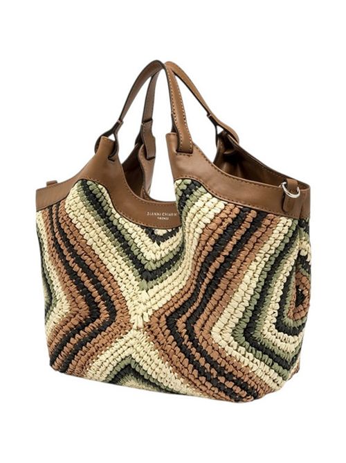 borsa donna dua media in paglia intrecciata multicolor Gianni Chiarini | BS 12189 DIAMIXWILLOW